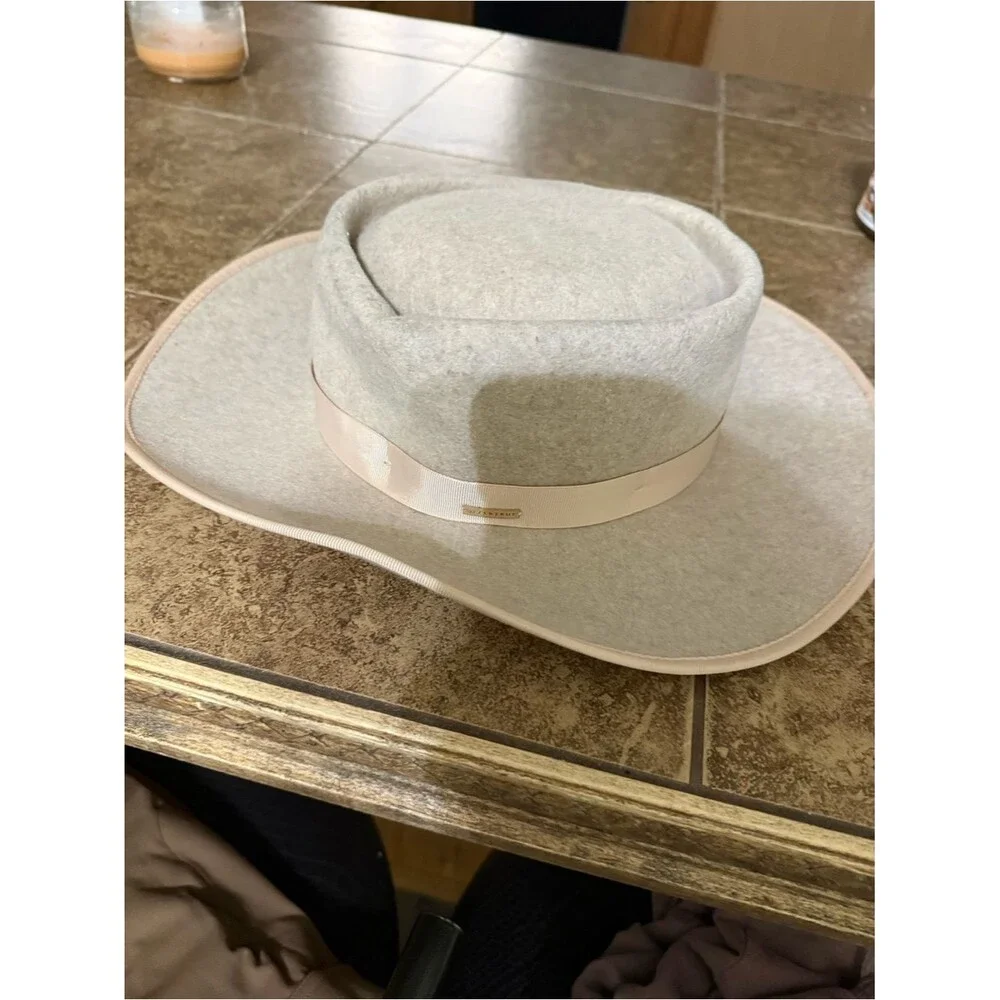 Zertrue Wool Fedora Hat Light Gray Wide Brim Structured Womens Size Small